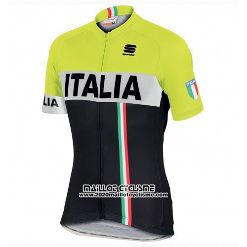 2016 Maillot Ciclismo Italie Noir et Jaune Manches Courtes et Cuissard